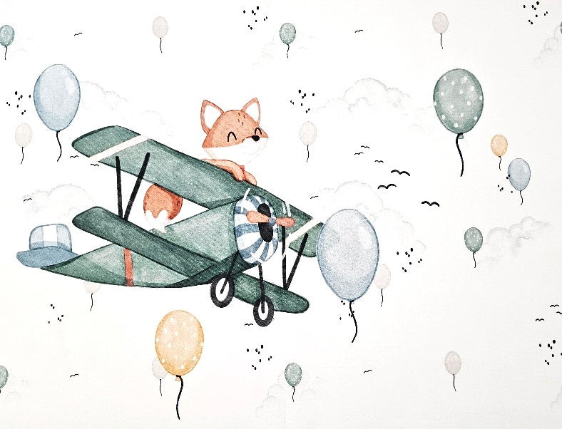Tour de lit Renard Pilote | 3 coussins 60cm x 40cm | Coton et Velours | A personnaliser