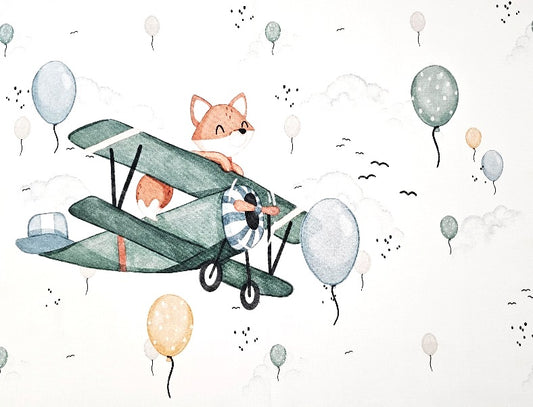 Tour de lit Renard Pilote | 3 coussins 60cm x 40cm | Coton et Velours | A personnaliser