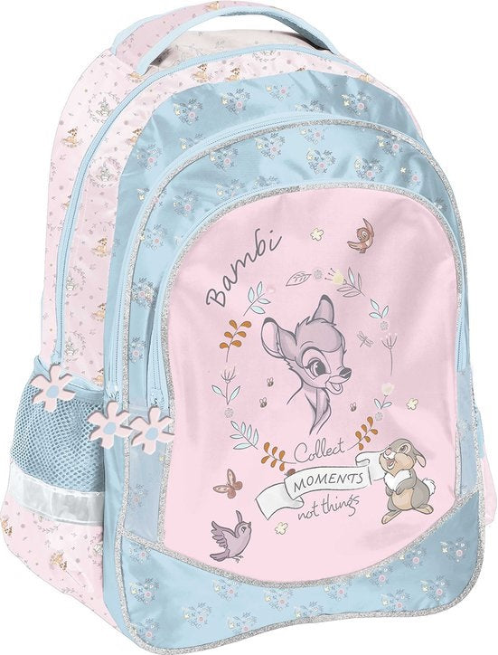  Sac à Dos Enfant Premium 39cm | Bambi Moments | 2 Compartiments + Zip