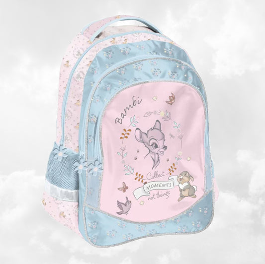  Sac à Dos Enfant Premium 39cm | Bambi Moments | 2 Compartiments + Zip