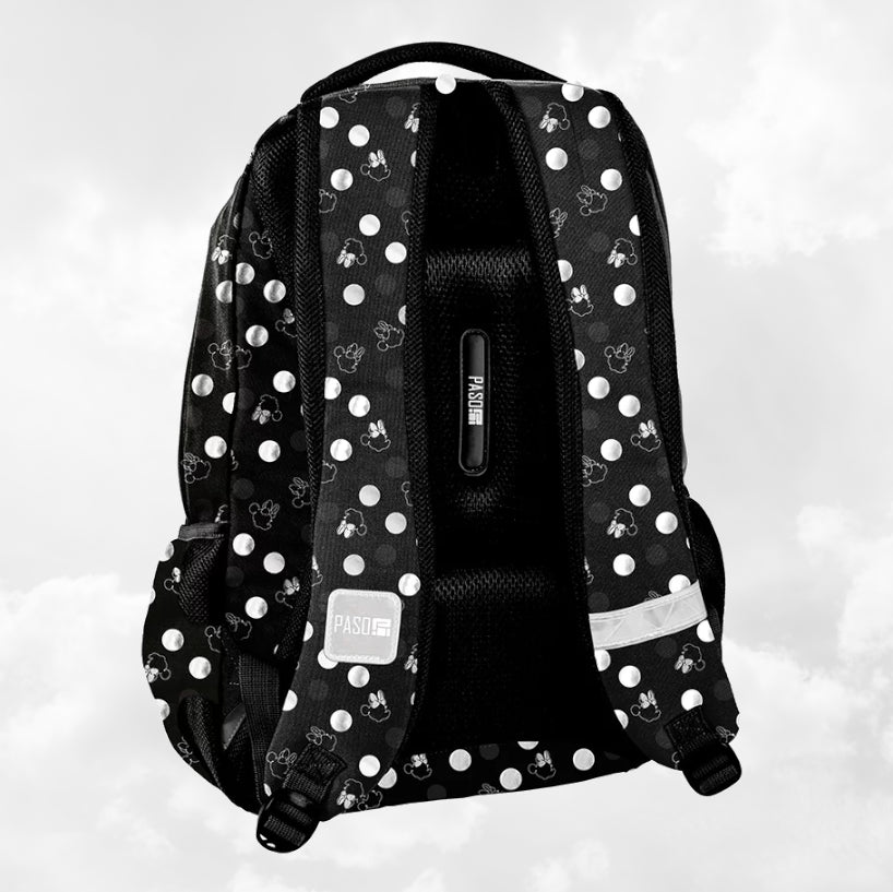 Sac à Dos Enfant Premium 39cm | Minnie Noir Pois | 3 Compartiments