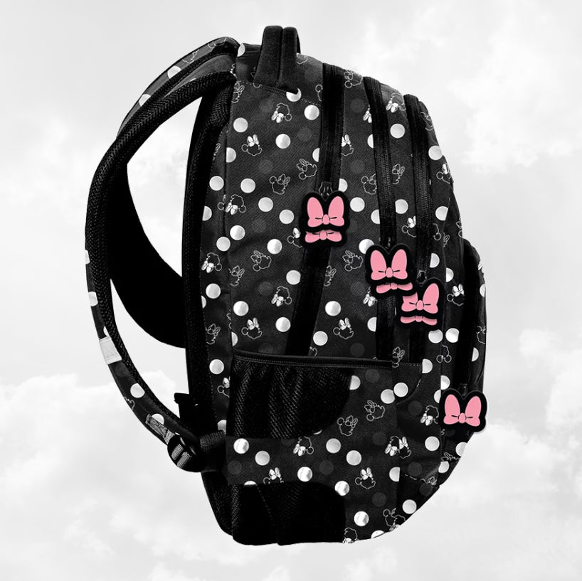 Sac à Dos Enfant Premium 39cm | Minnie Noir Pois | 3 Compartiments