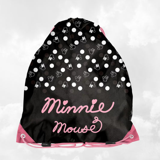 Sac de gym | Sac à chaussures Enfant 38cm | Minnie Noir Pois