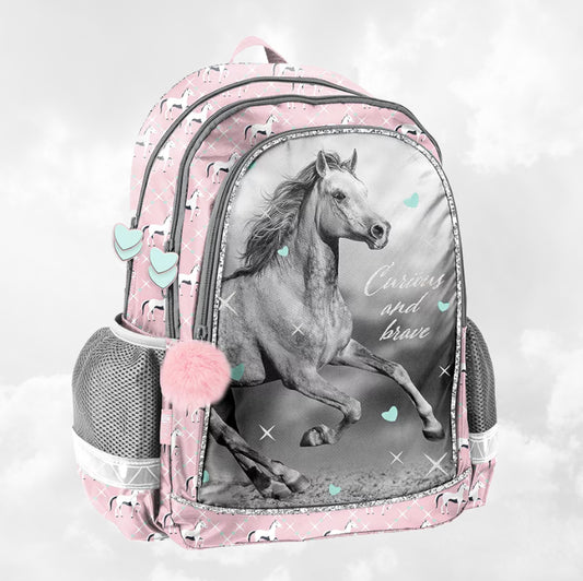 Sac à Dos Enfant Premium 38cm | Cheval Sauvage | 2 Compartiments