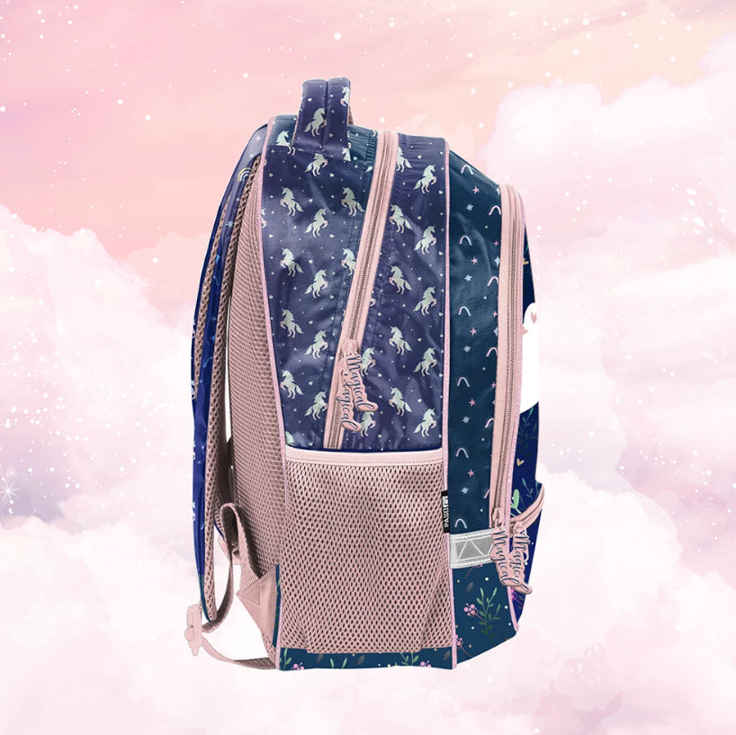 Sac à Dos Enfant Premium 41cm | Licorne Bleu | 2 Compartiments