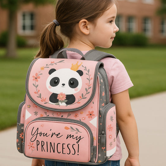 Sac à Dos Enfant Premium 36cm | Panda Rose | 3 Compartiments | A4