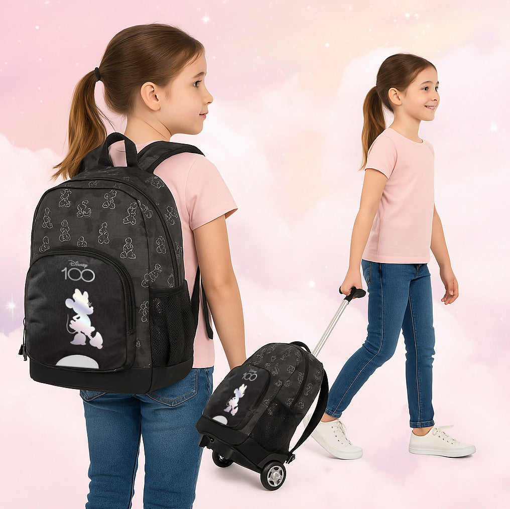 Sac à Dos Premium à Roulette 48cm | Minnie 100 | Trolley 3 Compartiments | A4