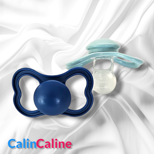 2 Personalized MAM AIR Pacifiers | 6+ months | Sky Blue & Navy