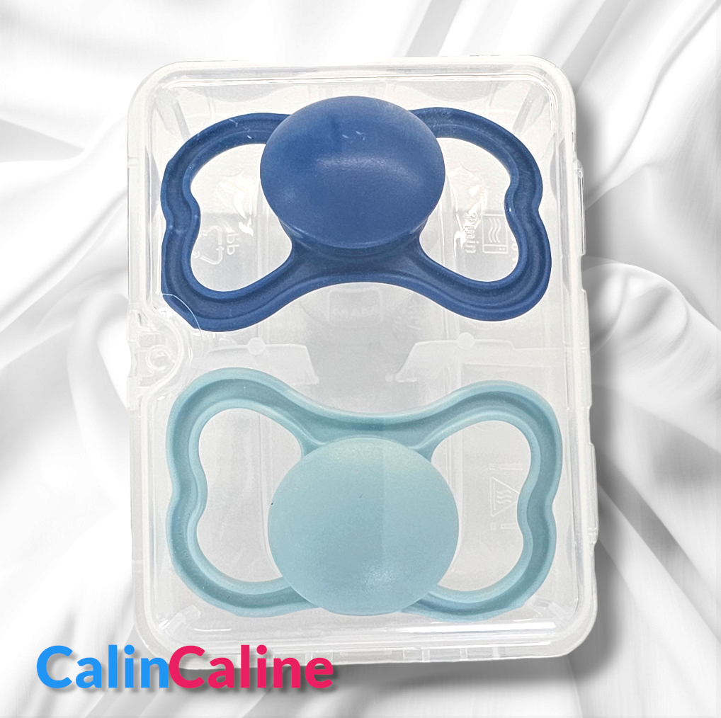 2 Personalized MAM AIR Pacifiers | 6+ months | Sky Blue & Navy