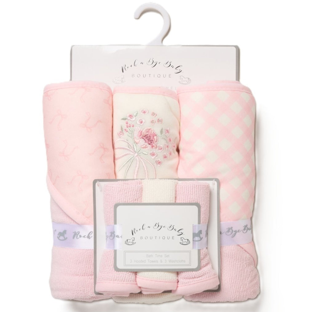 Trio Capes de bain Floral 0-3 ans | 71cm x 71cm | Prénom Brodé