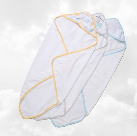 Trio Capes de bain Lunes 0-3 ans | 71cm x 71cm | Prénom Brodé