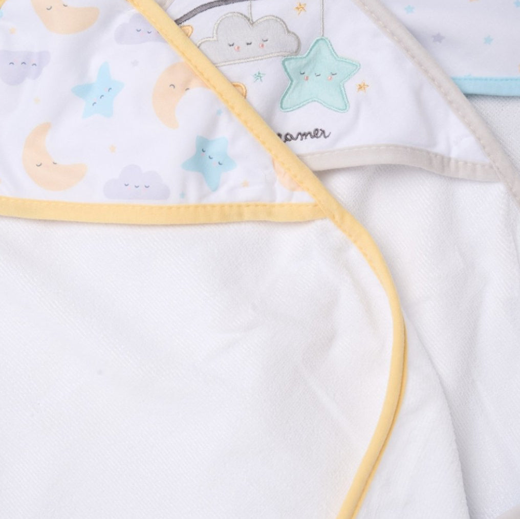 Trio Capes de bain Lunes 0-3 ans | 71cm x 71cm | Prénom Brodé