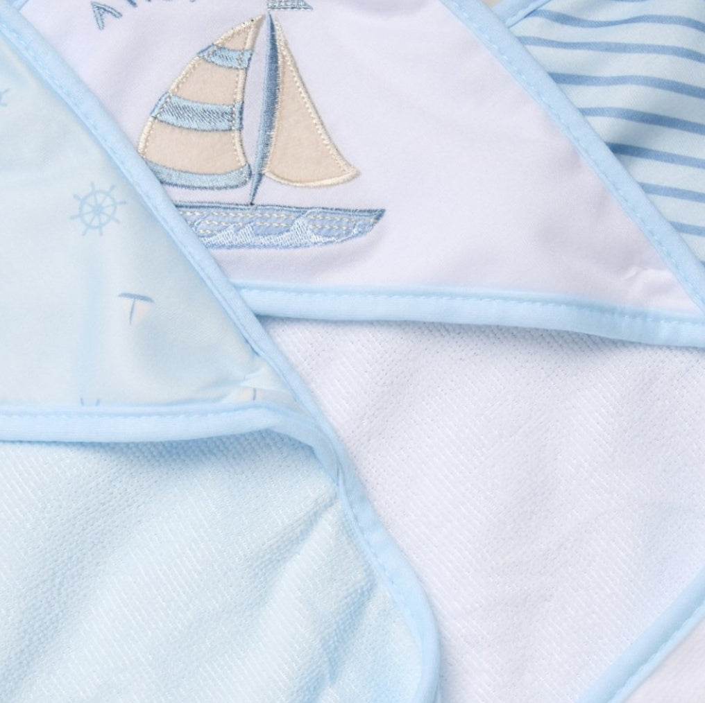 Trio Capes de bain Marin 0-3 ans | 71cm x 71cm | Prénom Brodé