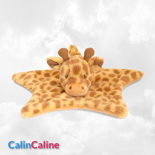 Doudou Plat Girafe Etoile 32cm | Prénom Personnalisé