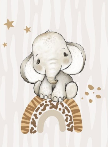 Baby Elephant Plaid Blanket | 70cm x 95cm | Choice of minky color