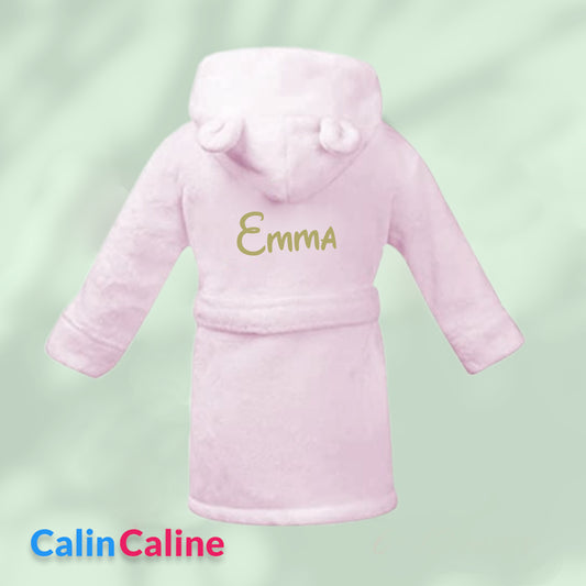 Peignoir enfant | Rose | Personnalisé avec prénom | 3 tailles