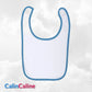Bavoir Coton bébé blanc/bleu aqua personnalisé | Taille Unique | Figurine au choix