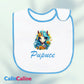 Personalized white/blue baby bib | One Size | Figure of your choice