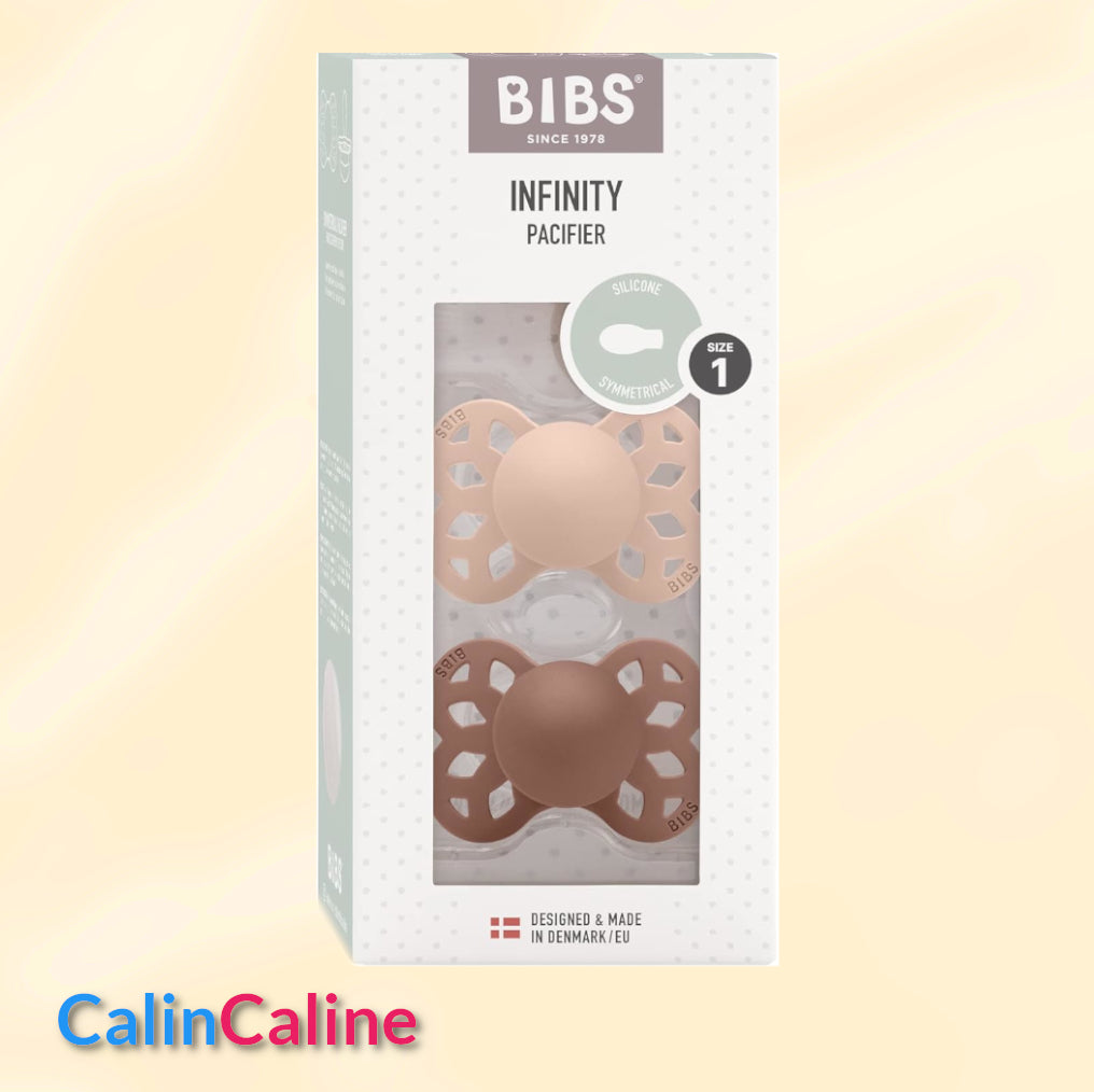 2 Sucettes physiologiques BIBS Infinity personnalisées | 0-6 mois | Blush Wood