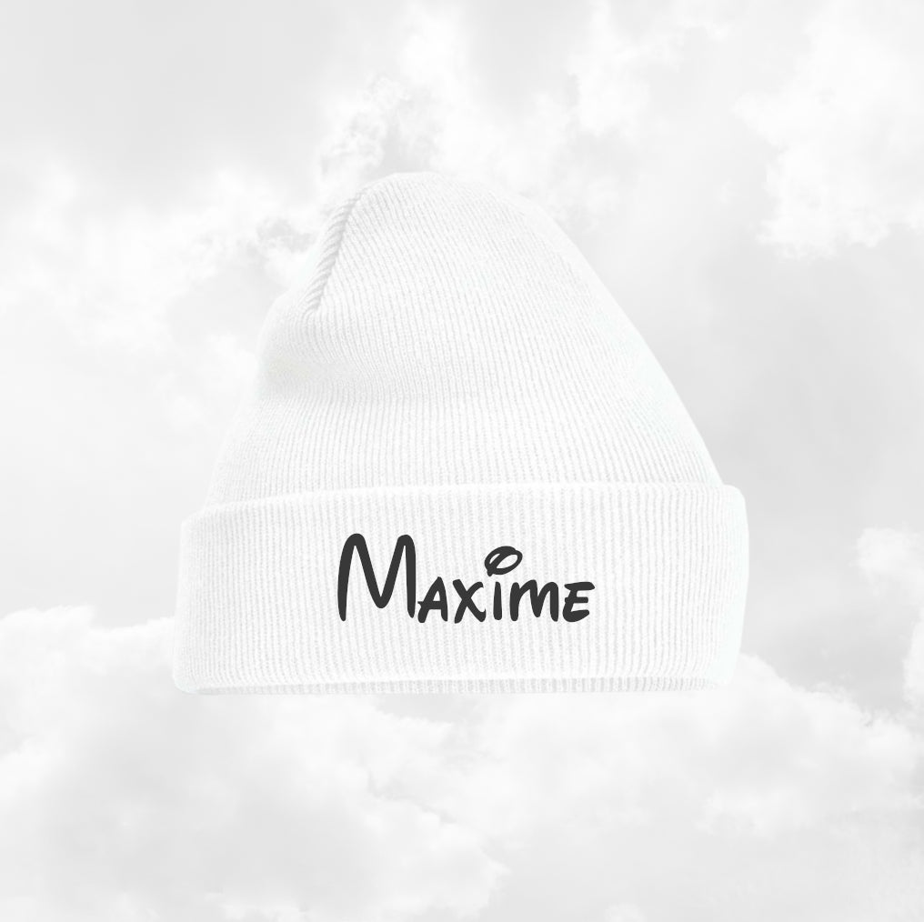 Bonnet Rabat Avec Prénom Brodé | Taille Unique | Blanc