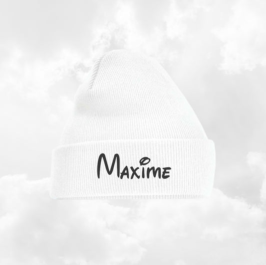 Bonnet Rabat Avec Prénom Brodé | Taille Unique | Blanc