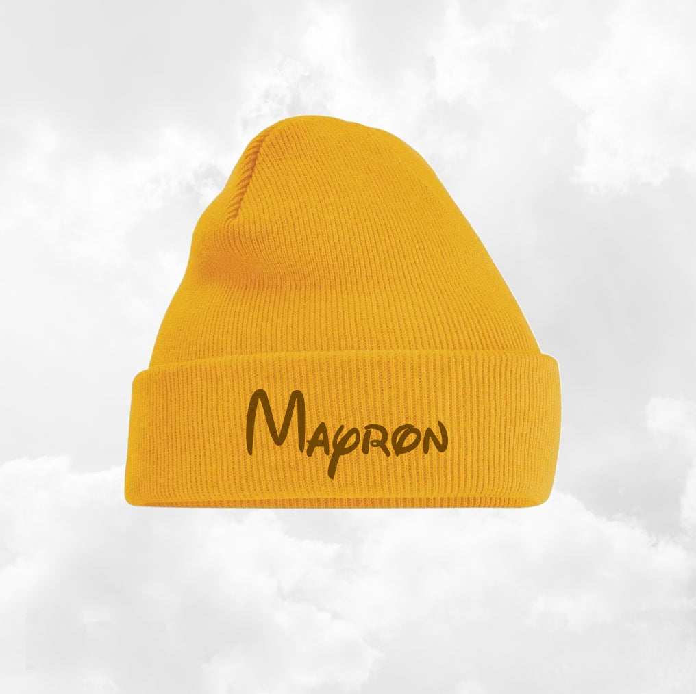 Bonnet Rabat Avec Prénom Brodé | Taille Unique | Moutarde