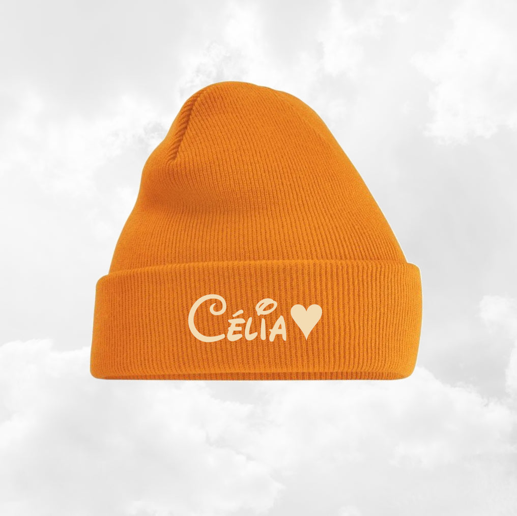 Bonnet Rabat Avec Prénom Brodé | Taille Unique | Orange