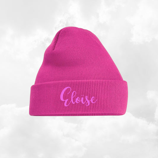 Bonnet Rabat Avec Prénom Brodé | Taille Unique | Rose Fuchsia