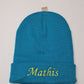 Bonnet Rabat Avec Prénom Brodé | Taille Unique | Bleu Pétrole