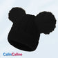 Personalized Black Baby Hat With Pompoms | 3-24 months