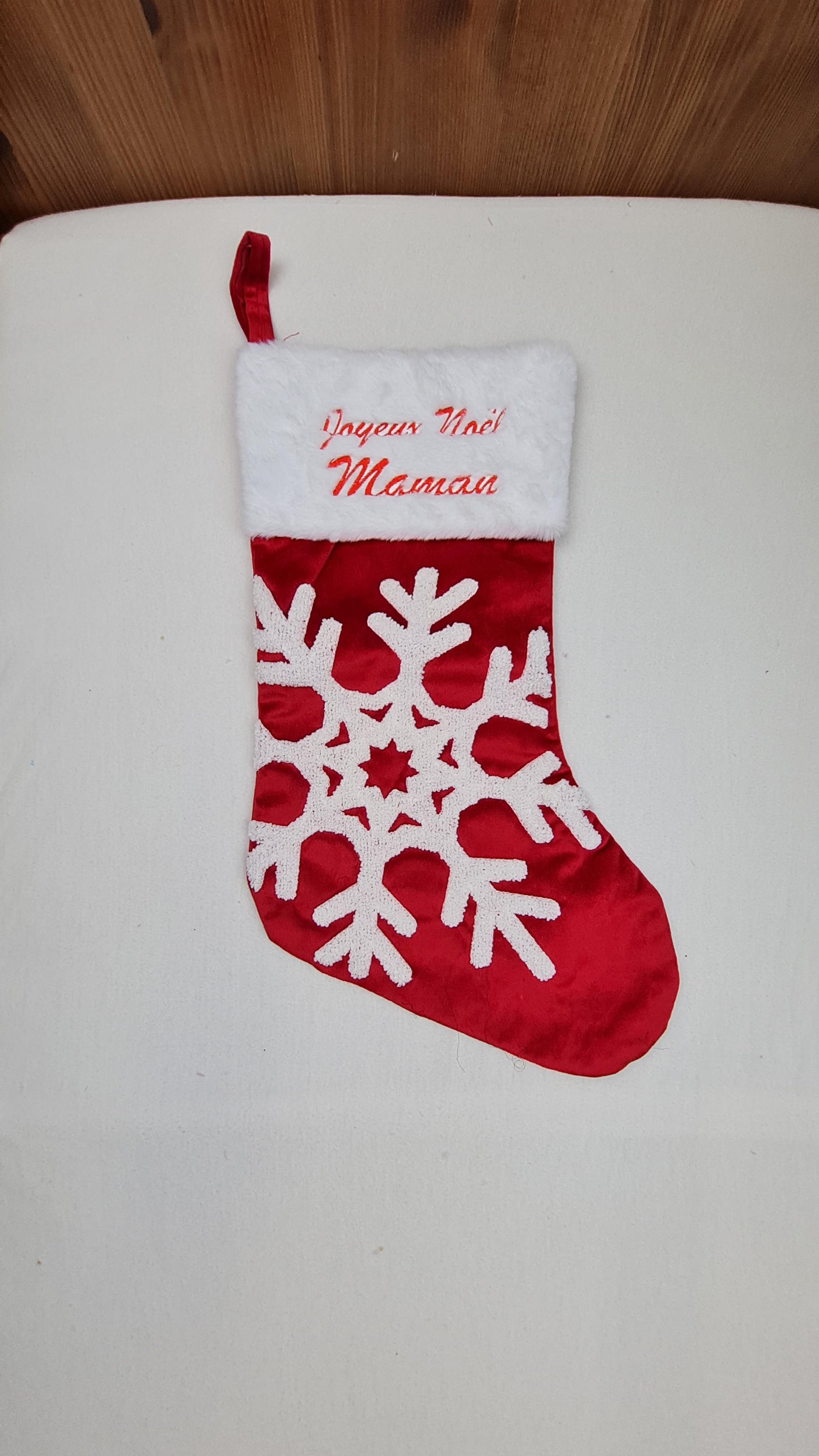 Botte de Noël Rouge personnalisée | Flocon de Neige | 38cm