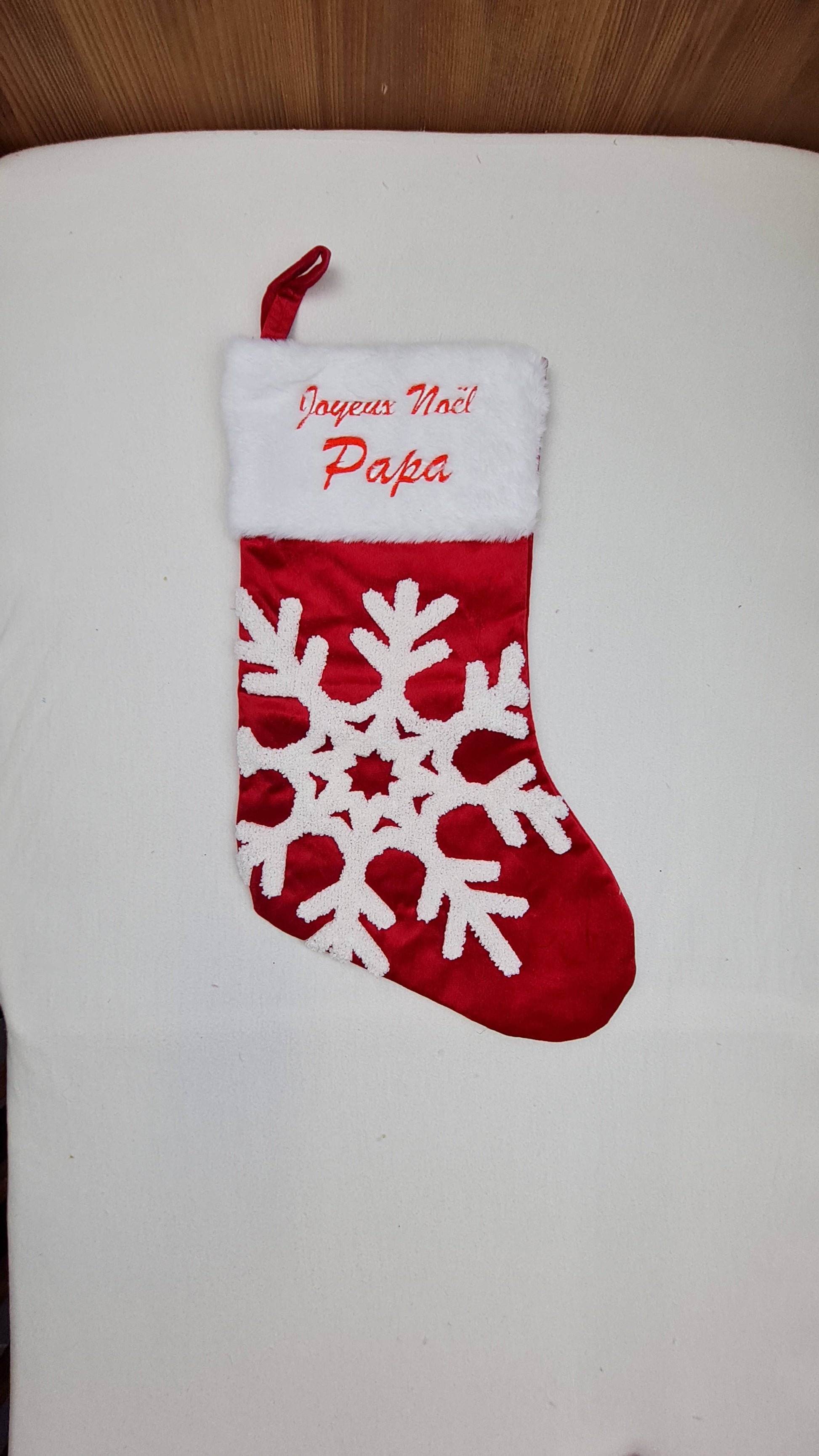 Botte de Noël Rouge personnalisée | Flocon de Neige | 38cm