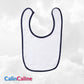 Bavoir Coton bébé blanc/bleu marine personnalisé | Taille Unique | Figurine au choix