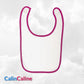 Bavoir Coton bébé blanc/fuchsia personnalisé | Taille Unique | Figurine au choix
