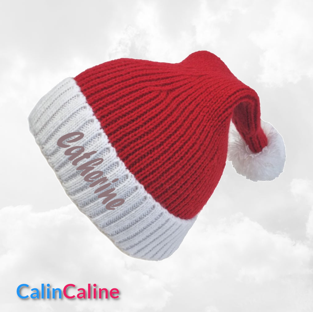 Bonnet de Noël Personnalisé | 0 à 12 mois | Avec Prénom Brodé