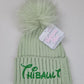 Bonnet Pompon Elégance Vert Sauge | 0 à 12 mois | Avec Prénom Brodé