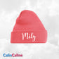 Bonnet Rabat Avec Prénom Brodé | Taille Unique | Rose Corail