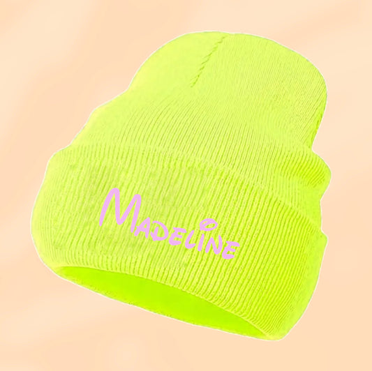 Bonnet Smile Jaune Personnalisé Avec Prénom | Taille Unique