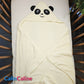 Cape de bain panda Ecru 0-3 ans | 80cm x 80cm | Prénom Brodé