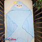 Cape de bain Pingouin Bleu Ciel 0-3 ans | 80cm x 80cm| Prénom Brodé