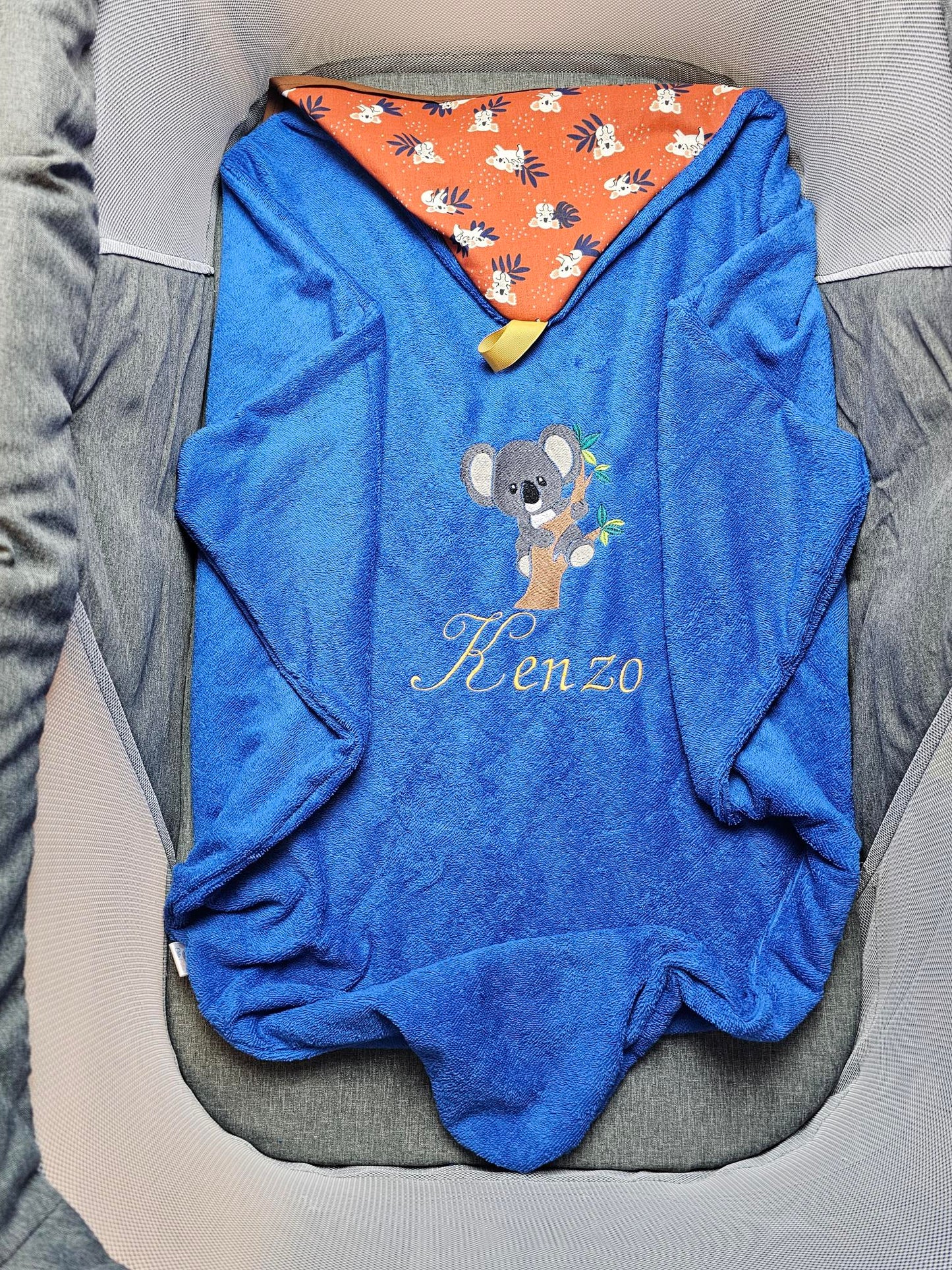 Cape de bain bébé personnalisée 0-3 ans | Eponge de coton | Garçon | 85cm x 85cm