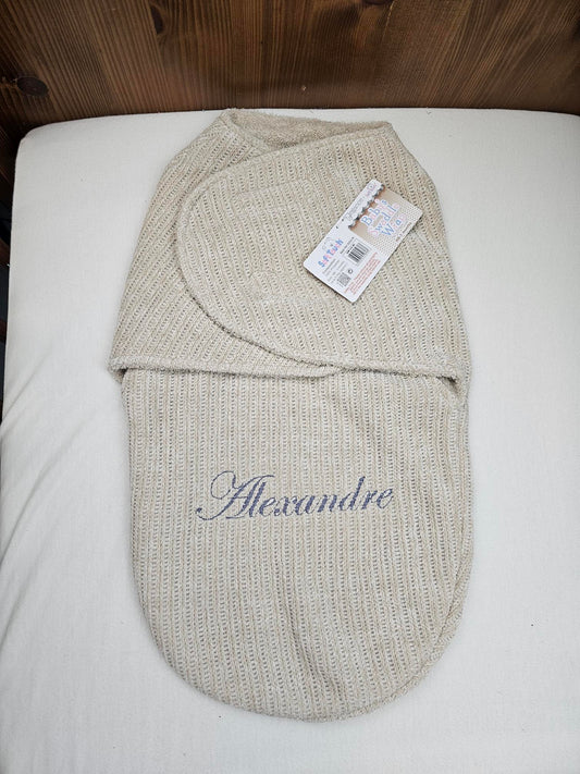 Couverture d'Emmaillotage Bébé | Biscuit | 51cm x 30cm | Avec Prénom Brodé