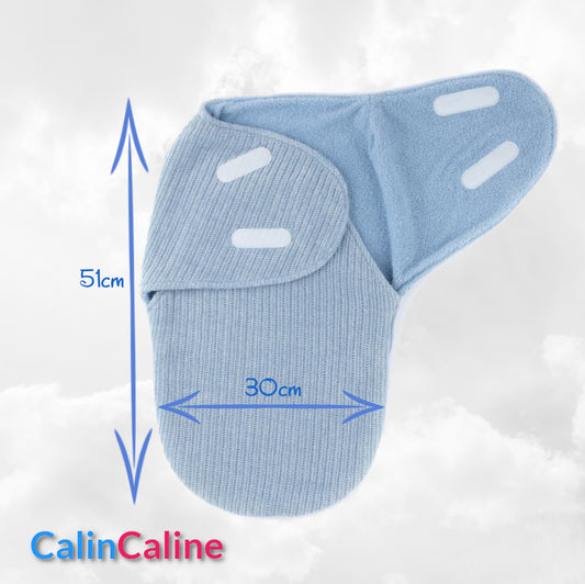 Couverture d'Emmaillotage Bébé | Bleu | 51cm x 30cm | Avec Prénom Brodé