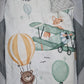 Couverture Plaid Bébé Avion Ourson | 70cm x 95cm | Couleur minky au choix