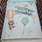 Couverture Plaid Bébé Avion Ourson | 70cm x 95cm | Couleur minky au choix