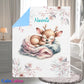 Couverture Plaid Bébé | Biche Rose Endormie | 70cm x 95cm | A Personnaliser - Calincaline.be