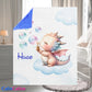 Couverture Plaid Bébé | Dragon Blanc | 70cm x 95cm | A Personnaliser - Calincaline.be