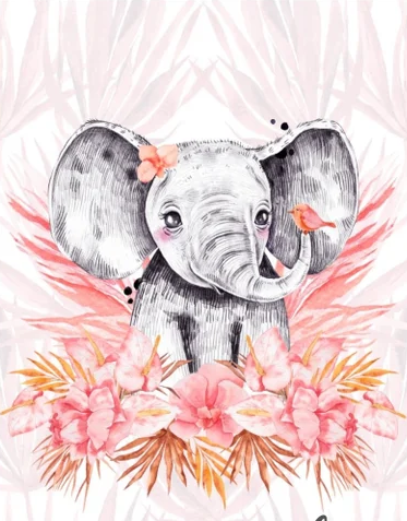 Couverture Plaid Bébé Eléphant Rose | 70cm x 95cm | Couleur minky au choix