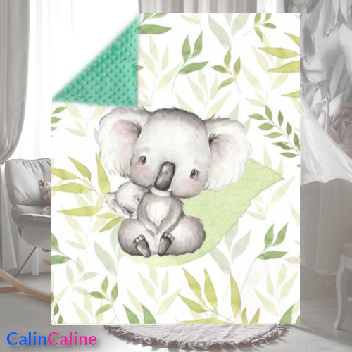 Couverture Plaid Bébé Koala | 70cm x 95cm | Couleur minky au choix