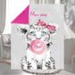 Couverture Plaid Bébé Lionceau Bulle Rose | 70cm x 95cm | Couleur minky au choix